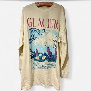 Grayson Threads Long Crewneck Cream Sweatshirt Medium NWT